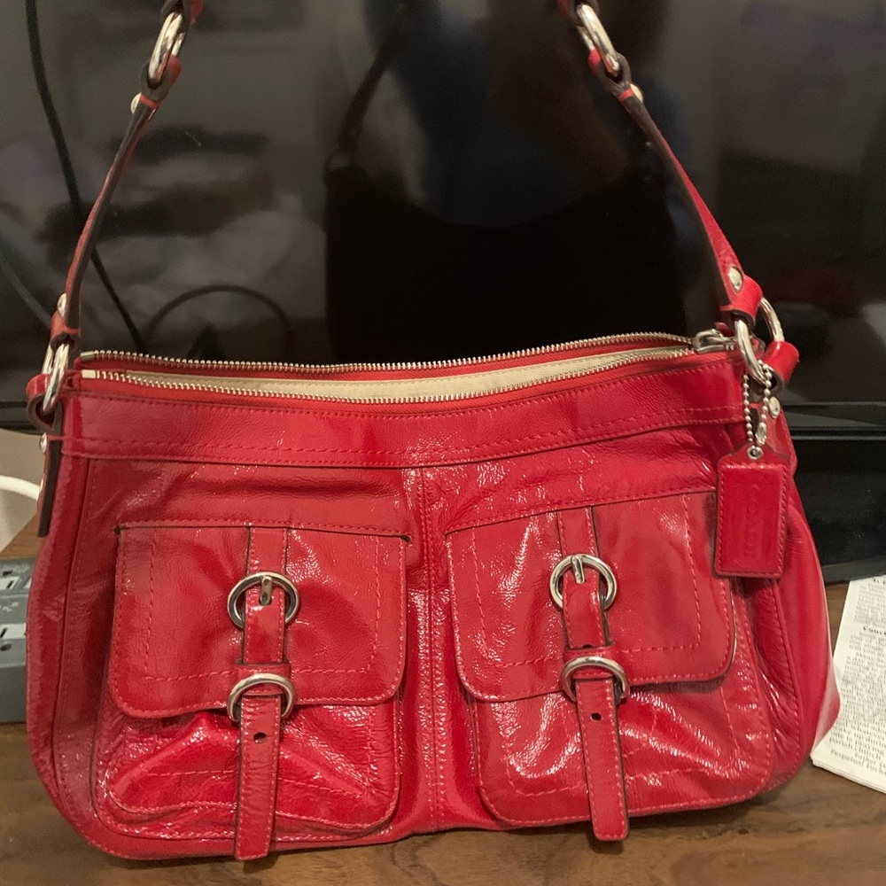 Red Coach Leather Bag